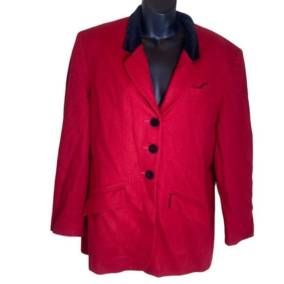 Pendleton red 100% virgin wool size 14 blazer holiday academia regencycore USA - Picture 1 of 7